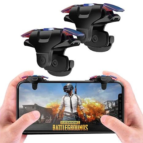 YEVIOR [1 Pair ] Mobile Game Controller Trigger for iPhone Android, PUBG Cellphone Gaming Joystick 4 Fingers Operation, with Sensitive Shoot Aim Keys for Fornite/Knives Out/Rules of Survival