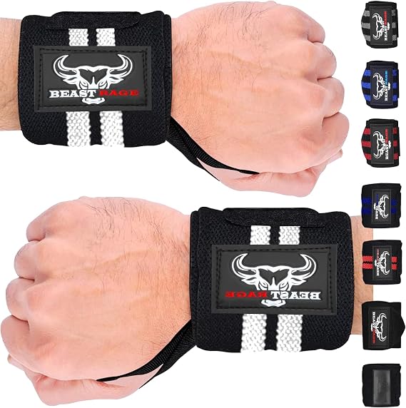 BEAST RAGE Weight Lifting Wrist Wraps 18 Inch–Professional Grade Gym Wrist Supports,Heavy Duty Thumb Loop Gym Wrist Straps for Powerlifting,Bodybuilding,Strength Training