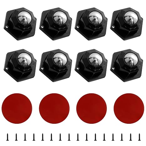 YSDMY 8 Pcs Black Small Castors - 20mm Ball Castors with Mounting Holes, 360 Degree Rotation, for Small Furniture & Trash