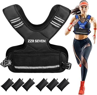 Weighted Vest for Women and Men, 4-10lbs11-20lbs Adjustable Weighted Vest with 6 Iron Sand Weights, Running Vest for Strength Training, Workout, Running, Fitness, Weight Loss