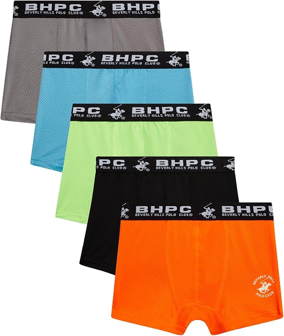 Beverly Hills Polo Club Boys 5 Pack Mesh Active Performance Boxer Briefs