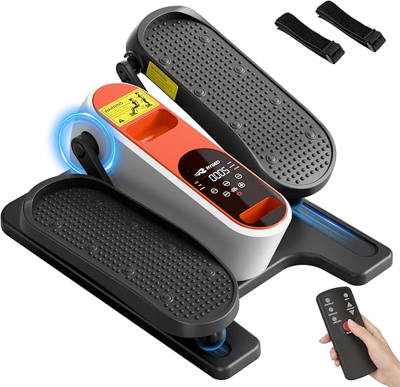 RYGEO Under Desk Elliptical Machine, Leg Exerciser Sitting Down, Electric Seated Pedal Exerciser for Senior & Home Office, Forward & Reverse, Manual & Auto, Quiet 12 Level Speeds
