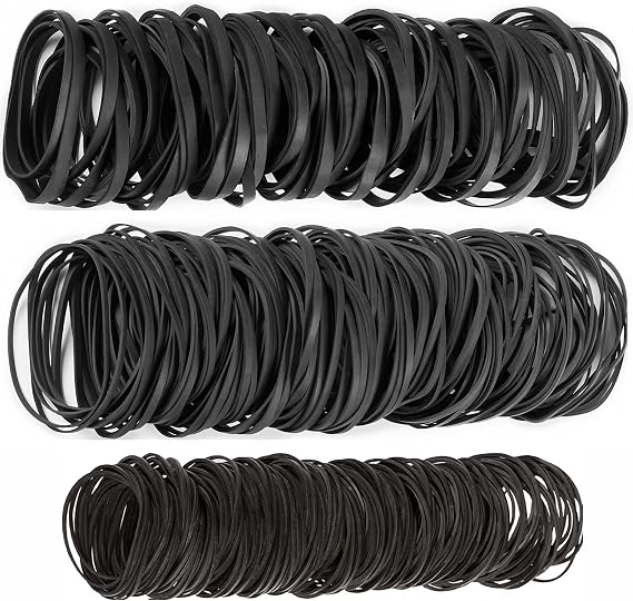 AMUU Rubber Bands Assorted Size Black Size16 Size 64 Size33,0.5lb | Wide Strong Big Rubber Bands for Office Supplies Home Money Elastic Bands