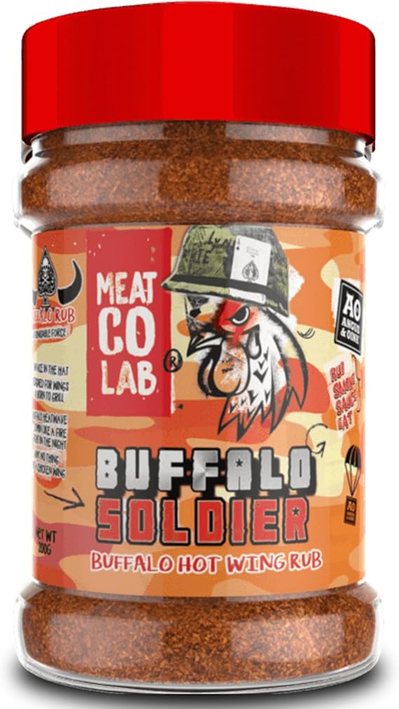 Angus & Oink | Buffalo Soldier Rub | Ultimate Spice Blend for Buffalo Wings | Unleash the Heat | Perfect for Grilling & Frying | Gluten-Free | 200g