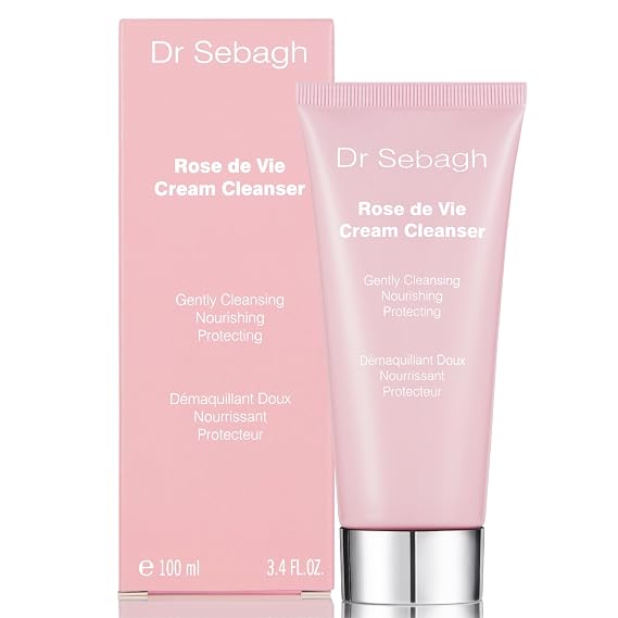 Dr Sebagh Rose de Vie Cream Cleanser 3.4 fl oz - Gentle Facial Cleanser & Makeup Remover - Hydrating Skin Cleanser for Dry & Sensitive Types - Luxury Facial Cleansing Product
