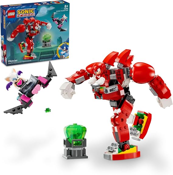 LEGO Sonic The Hedgehog Knuckles’ Guardian Mech Building Toy Set, Sonic Toy for Kids, Video Game Inspired Knuckles Action Figure with Master Emerald, Gaming Gift for 8 Year Old Boys and Girls, 76996 | Back to School Gift for Students, Building Toy, Boys & Girls, Ages 8+, Sonic Action Figure Set, 276 pieces, 2 Minifigures