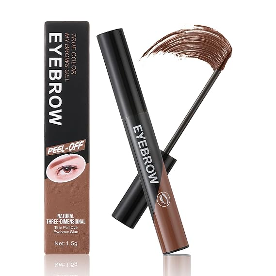 Eyebrow Gel - Tattoo Eyebrow Gel Easy Peel Off Waterproof & Smudge-proof, Eye Brow Gel 3 Days Duration, Eyebrow Pencils for Women Creating Charming Voluminous Brow Makeup Dark Brown
