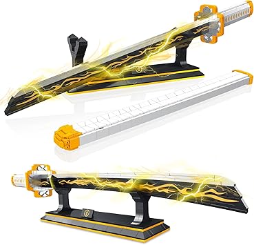 TOY PLAYER Demon Sword Toy Building Set, Agatsuma Zenitsu Sword with Scabbard and Stand-Compatible with Lego Sets for Adult, Gift for Anime Fans 956 Pcs