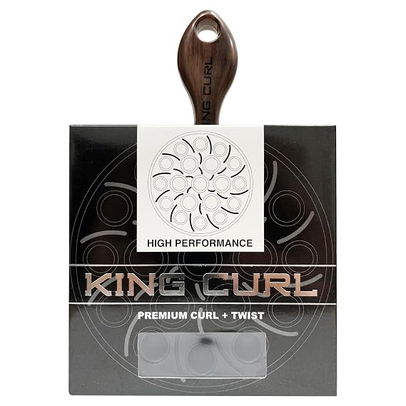 KING CURL Premium Curling Twist Rubbing Comb Brush with Comfortable Wooden Handle Hair Styling Tool (BLACK (Concave))