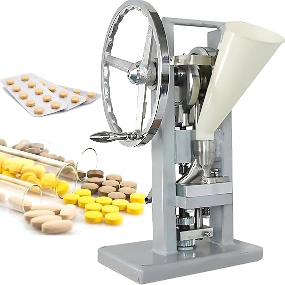 Hand-Crank Powder Tablet Press,Medicine Powder Tablet Press Lab Use Manual Tablet Press 15000 Pa 0-6mm Thickness Adjustable Pill Tablet Press Machine,0-2000Pcs/H
