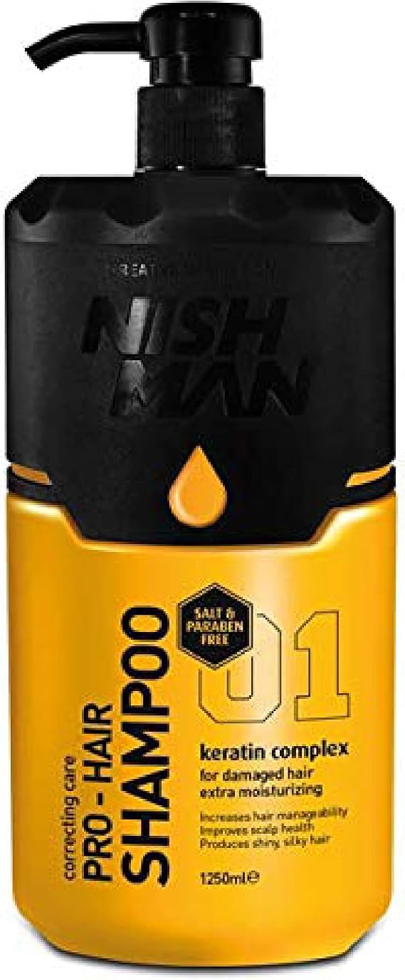 NISHMAN Pro-Hair Keratin Complex Shampoo for Damaged Hair 1250 ml | Salt Free | Extra Moisturizing Formula | Suitable for All Hair Types