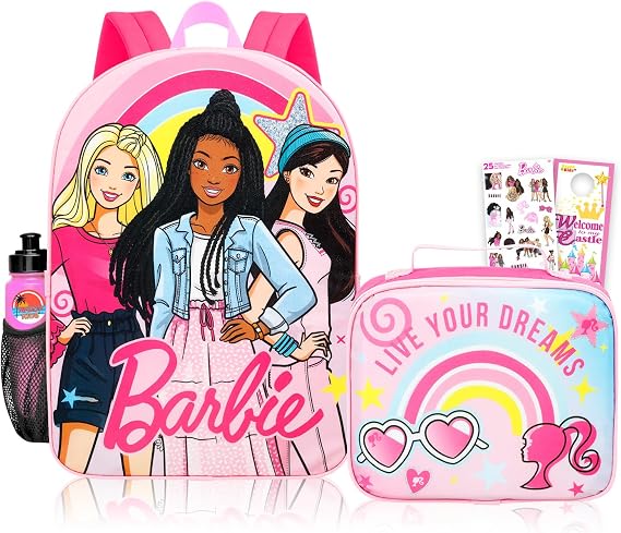 Barbie Backpack with Lunchbox Set for Girls School Bundle + More