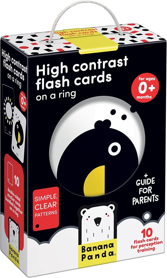 Banana Panda High Contrast Baby Flash Cards - 10 Large Black and White Double-Sided Cards - Specially Designed to Promote Visual Stimulation and Sensory Development in Infants Ages 0-3 Months