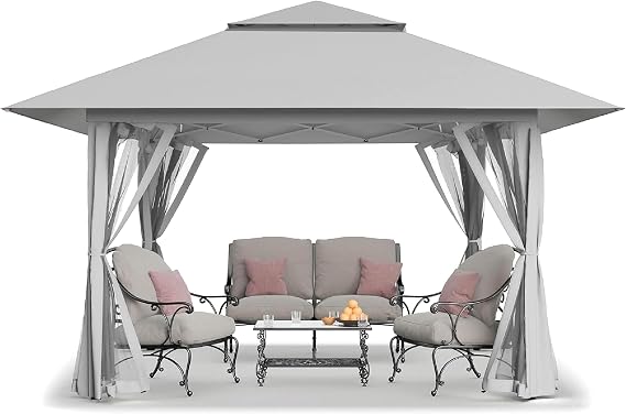 CROWN SHADES 11x11 Pop Up Gazebo, Outdoor Canopy Tent, Gray