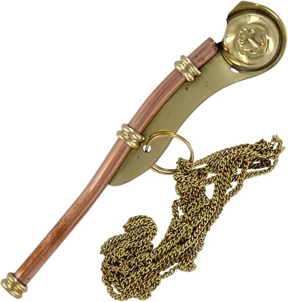 Armory ReplicasTM Never Miss a Command: Bosun's Nautical Whistle Brass Keychain - Handmade, 100% Brass Construction - Perfect for Mariners