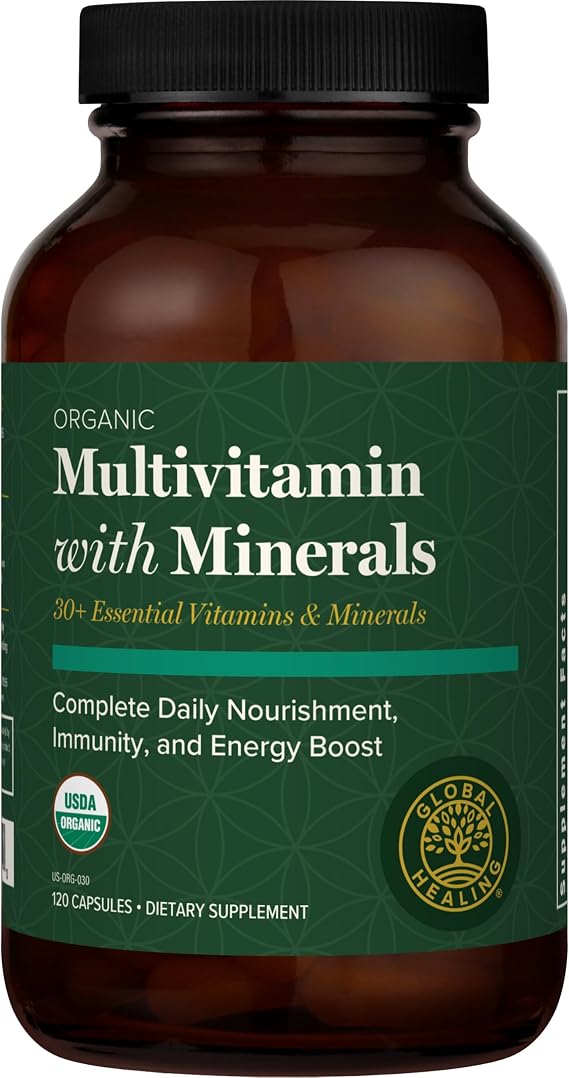Global Healing Center - USDA Organic Multivitamin for Women & Men - Vitamins Include A, C, D, More for Your Overall Health & Wellness Needs - Complete Daily Multi Vitamin Nourishment (120 Capsules)