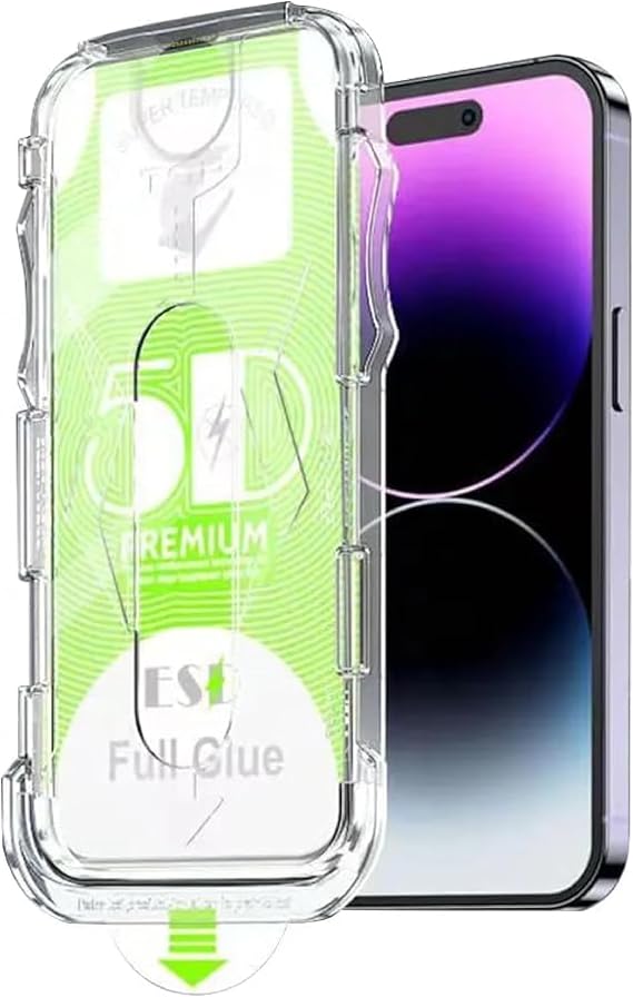 EXTRA Strong Screen Protective Glass with Alignment Apparatus Compatible with BABYLON Apple iPhone 14 Pro and Against Strokes That Leave Absolutely No Dust Under the Glass While Installing