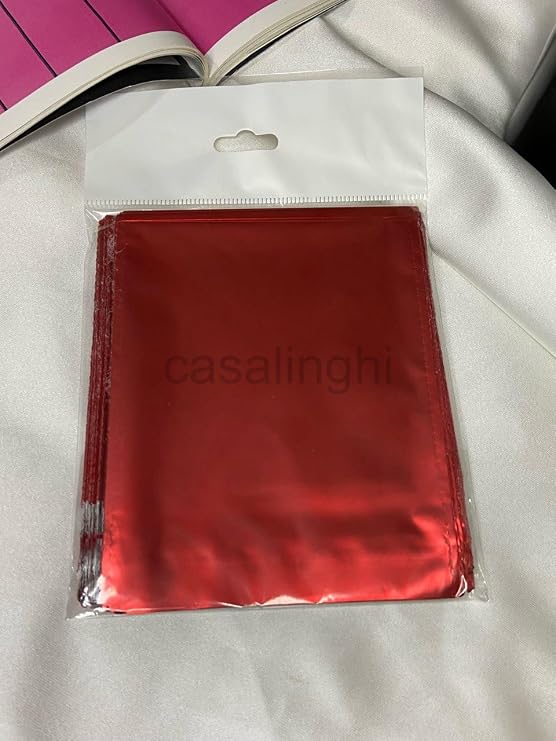 bisaccia Red Single Color Luxury Gift Package Red Gift Wrap with Metallized Bag Tape 11x12 Cm (Red) 50s