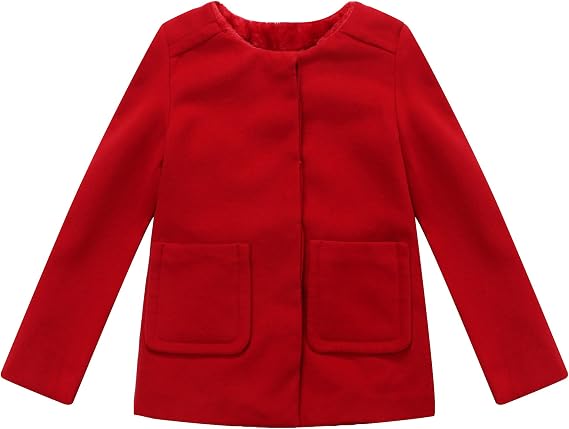 Richie House Big Girls' Solid Red Black Coat Size 2-8y