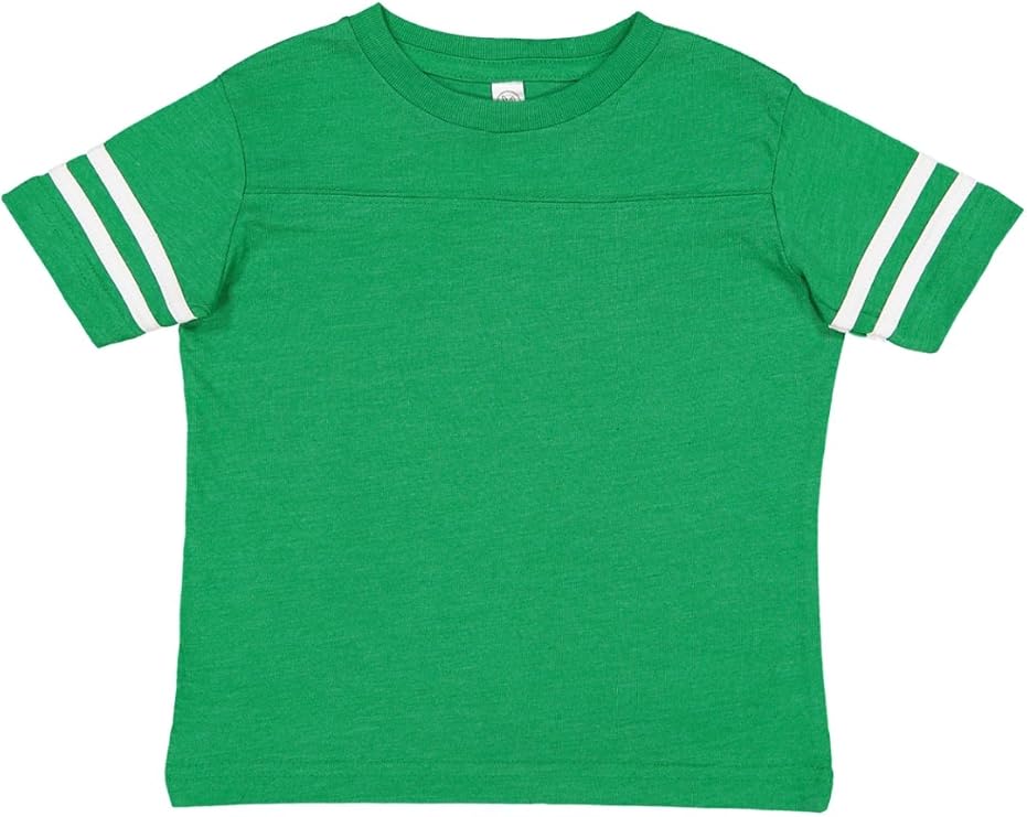 RABBIT SKINS Toddler Fine Jersey Short Sleeve Football Tee, Vintage Green/Blended White, 2T
