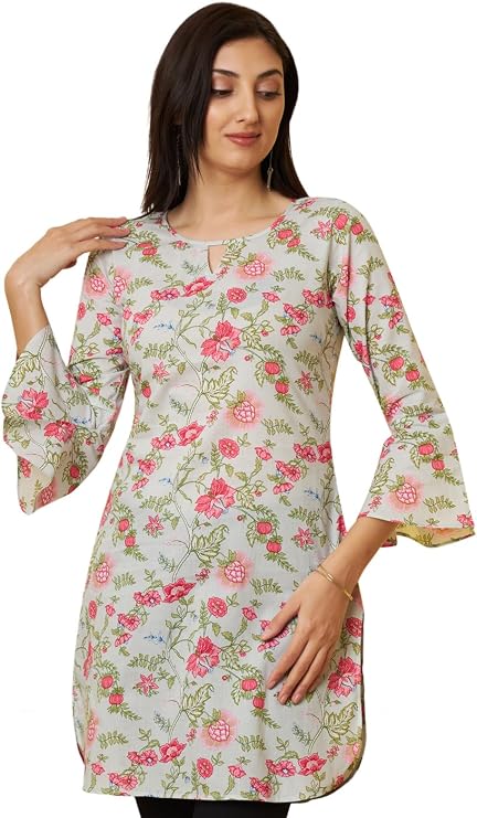 Tissu Women's Floral Printed Pure Cotton Kurti Tunic