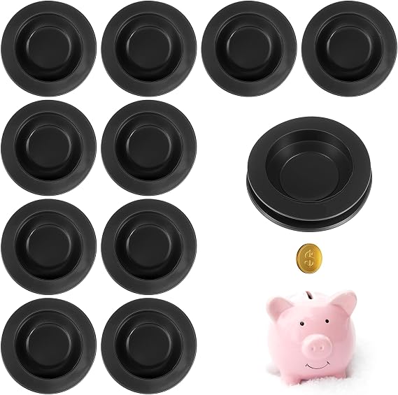 10 PCS Round Piggy Bank Plug, Piggy Bank Stoppers Rubber Plugs, Black Rubber Money Saving Box Plug 1.5inch Outer Diameter