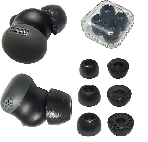 Google Pixel Buds Pro 2用メモリーフォームイヤーチップ – 交換用チップ 3ペア S/M/L ノイズアイソレーション 快適フィット 充電ケース
