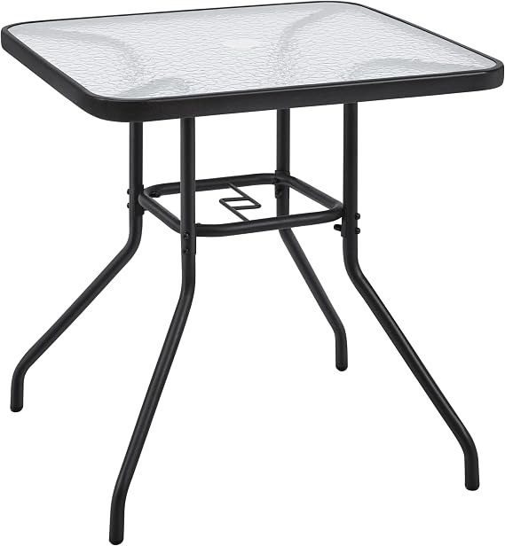 Yaheetech Square Patio Garden Dining Table, 70x70x73.5cm, Clear