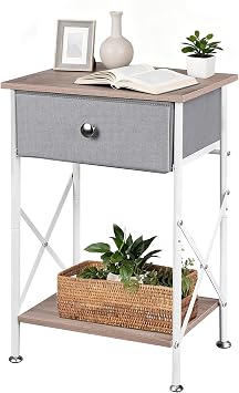 VECELO Night Stand, Small End Table for Small Spaces, Wood Side Table for Living Room, Bedside Table with Drawer for Bedroom, Easy Assembly, Light Brown