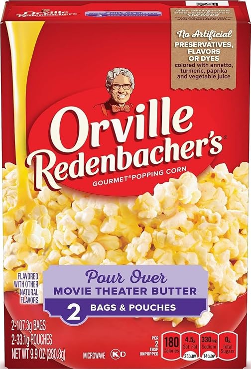 Orville Redenbachers Popcorn, Pour Over Movie Theater Butter, 9.9 oz., 2ct