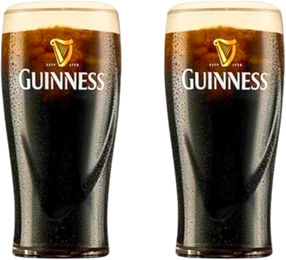 Guinness 2 Pack Half Pint Glass Set with Embossed Harp Drought
