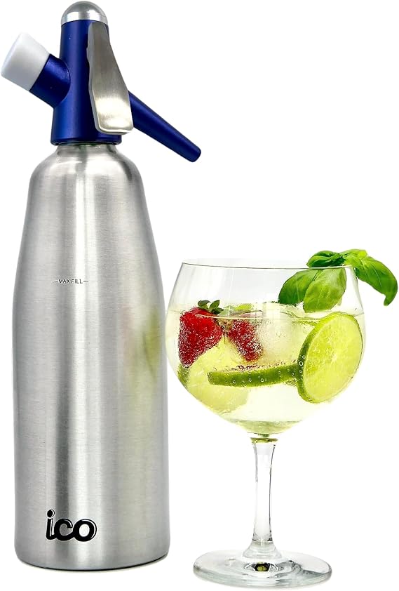 Premium Soda Siphon (1-Pint), Portable Sparkling Water Maker and Soda Maker