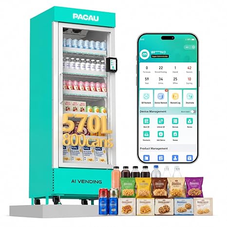 Commercial Vending Machine for Sale, Refrigerated Vending Machine Snacks and Drinks Combo with Credit Card & NFC Payment, Vending Machine for Home or Office