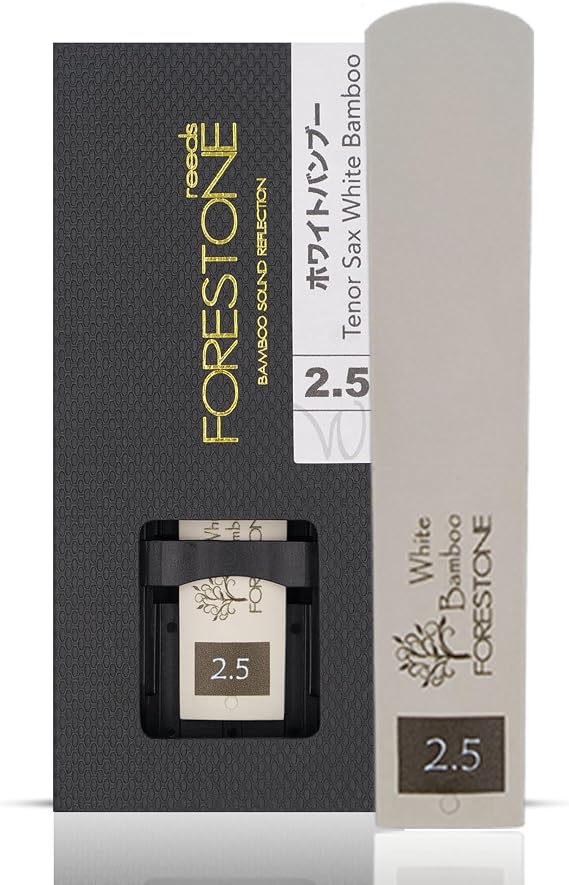 Forestone Traditional Synthetic Tenor Saxophone Reed - French Filed Cut with Calcium Enriched Bamboo Fibers - Flexible and Balanced Sound Profile - Long-Lasting - Made in Japan - White (2.5)