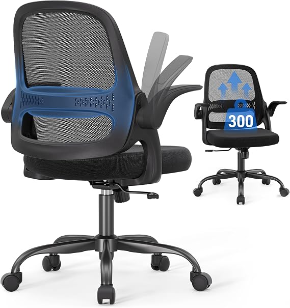 amseatec Mesh Office Chair, Ergonomic Home Office Chair with Flip-Up Arms