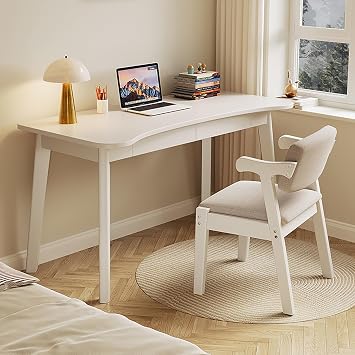 Simple Writing Desk with Drawers for Home Office,Study Pc Table Solid Wood Computer Desk,Work Table Workstation for Small Spaces,Easy Assemble(100x60x75cm(39x24x30inch), White)