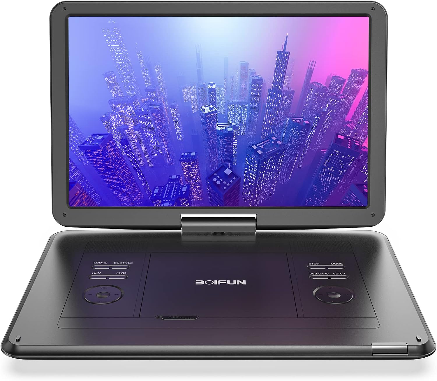17.5 Inch Portable DVD Player with 15.6 Inch HD Display, 6 Hours Rechargeable Battery, Support for USBSD CardAV Transmission, Sync TVProjector Screen, Black BOIFUN