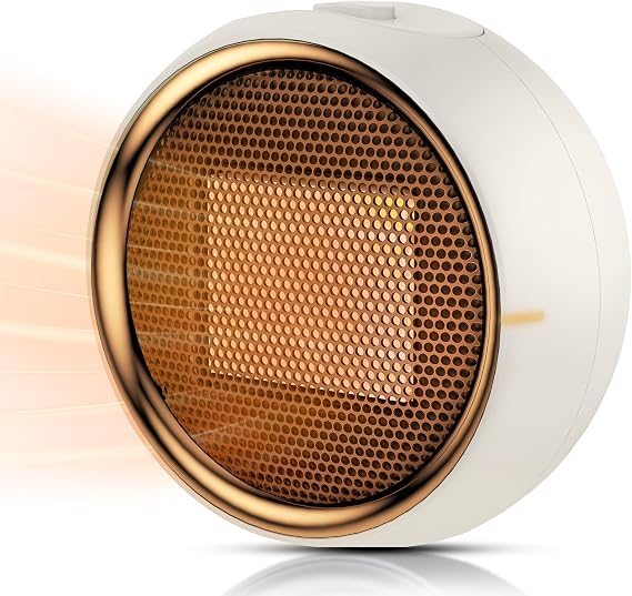 ASNUG Space Heater, Portable Electric PTC Ceramic Heaters for Indoor Use, 2S Efficient Heating, Tip-Over & Overheat Protection, Quiet Small Mini Desk Heater for Bathroom Home Office Bedroom