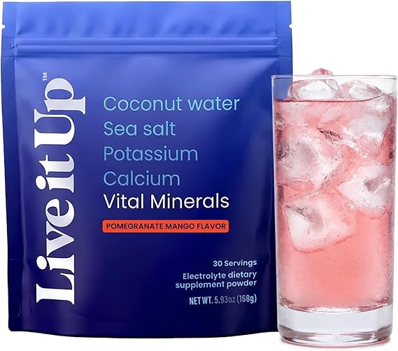 LIVE IT UP Vital Minerals: Electrolyte Powder for Hydration | Pom Mango