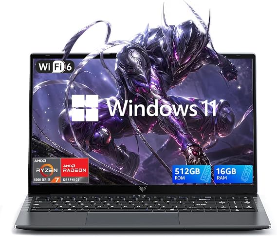 Light Gaming Laptop, D Ryzen 7 5700U(Up to 4.3GHz), 16GB RAM 512GB SSD