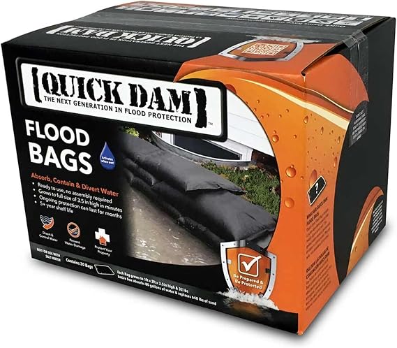Quick Dam Water Activated Flood Bags 1ft x 2ft, 20-Pack