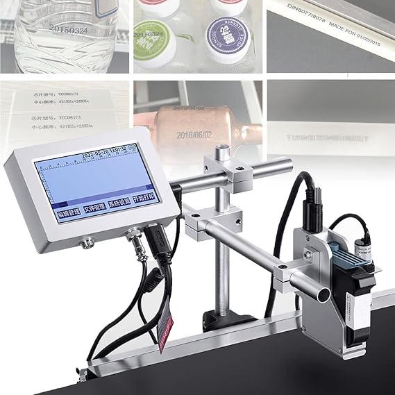 12.7/25.4mm Automatic Coding Machine Expiry Date Printer Online Inkjet Printer Thermal Inkjet Printer, for Production Date/Logo/Picture/QR-Code/Barcode/Batch Number,25.4MM