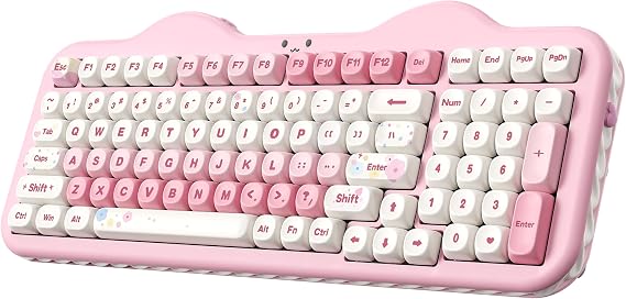 YUNZII C98 Wireless Mechanical Keyboard with Number Pad,99 Key BT5.0/2.4G/USB-C Hot Swap Gasket Mount with PBT MOA Keycaps,Custom RGB,Cute Cake Keyboard for Win/Mac (Pink, Milk V2 Linear Switch)