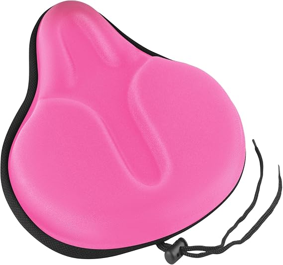 MSDADA 29 x 26 cm Saddle Cover Memory Foam Bicycle for Men and Women Soft Comfortable Breathable Wide Bicycle Seat Cover for Mountain Bike Road Bike Home Trainer Bicycle (Pink)
