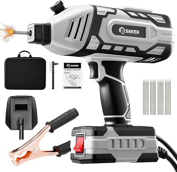 Saker Portable Electric Welding Machine,220V Portable Welder Handheld with IGBT Inverter 5 Variable Current Adjustment, ARC Welder Gun, Fits for 3/32''- 1/8''(2.5-3.2mm) Wire Rods