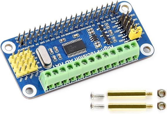 Waveshare High-Precision AD HAT for Raspberry Pi, ADS1263 10-Ch 32-bit ADC, GPIO Connectivity