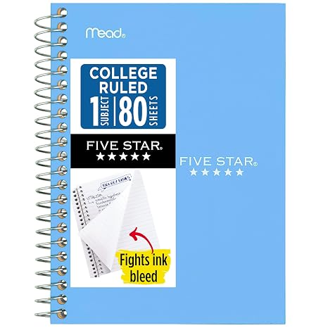 Five Star Kişisel Defter, Kolej Kareli, 7 "x 4 3/8", 80 Yaprak, Tidewater (450048CG1-ECM)