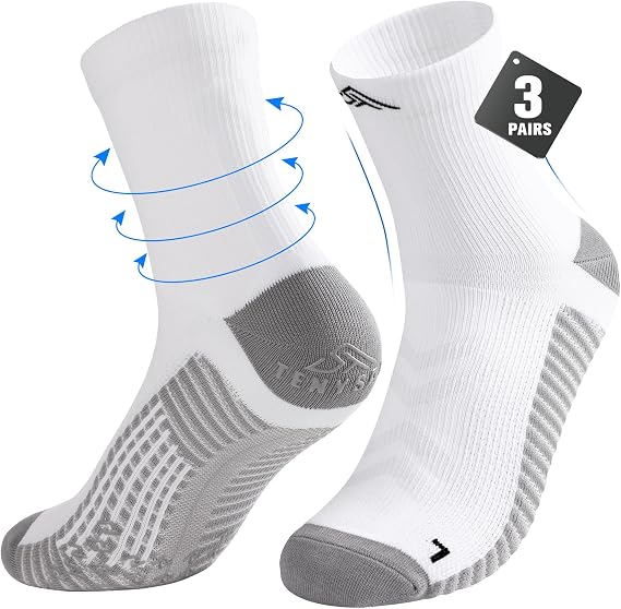 Mens Compression Running Socks: 15-20 mmHg Arch Support Non-Slip