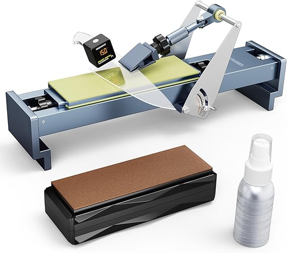 Professional Knife Sharpener with 400/1000 Grit Diamond Sharpening Stones, [3-Minutes Razor Sharp] 0.1 Precise Adjustment Knife Sharpening Kit, 360 Flip Clamp & Sink Bridge Base for Kitchen Knives