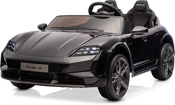 Kidzone 2 Seater Ride on Car for Kids Ages 37-96 Months, 12V Battery Powered Electric Sports Car Toy with Parent Remote Control, LED Headlights, FM & Bluetooth, Dual Driving Modes, Black